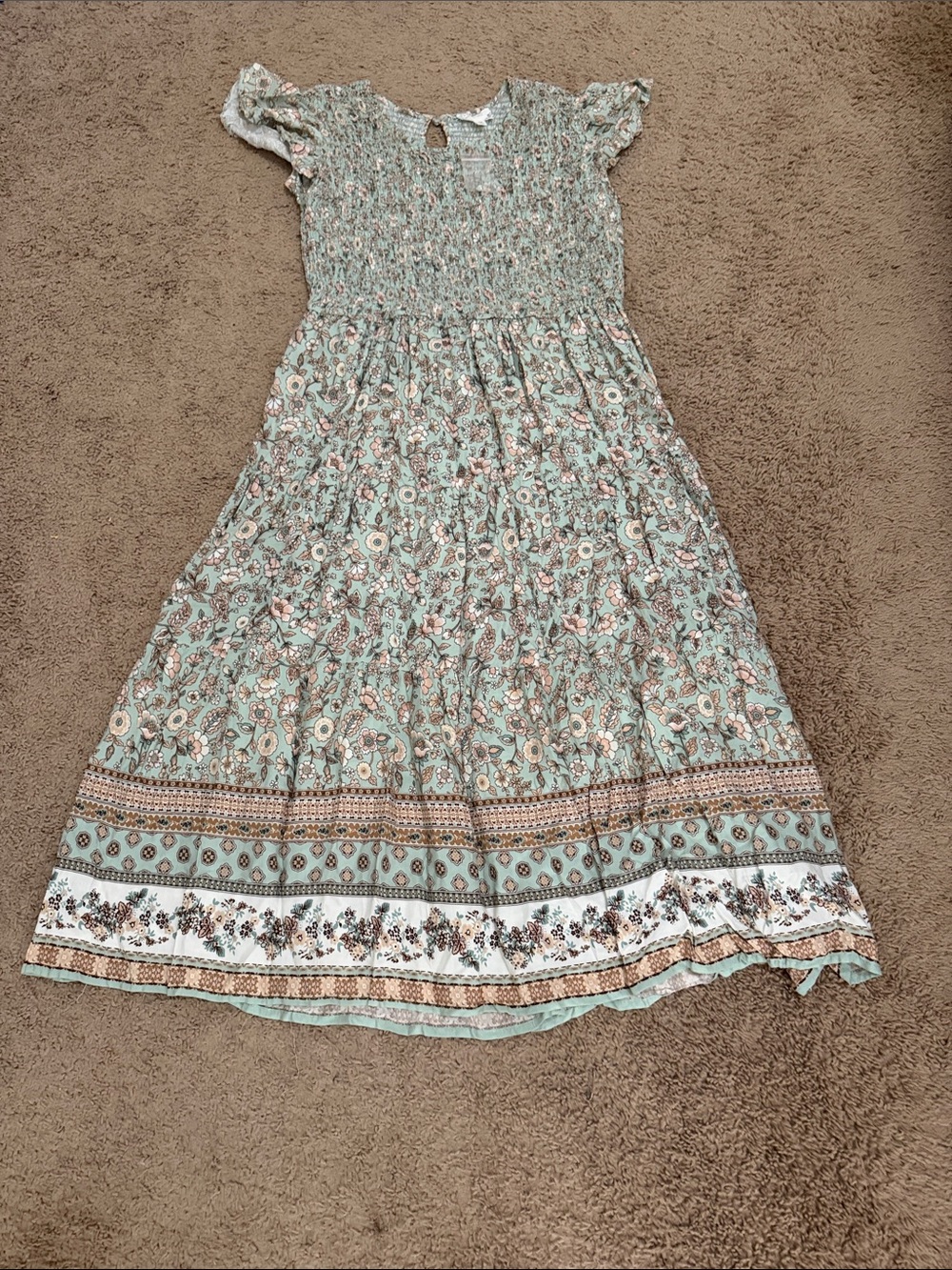 Mint Floral Boho Maxi Dress